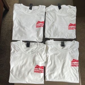 4 NWOT Budweiser T-Shirt, Size Large